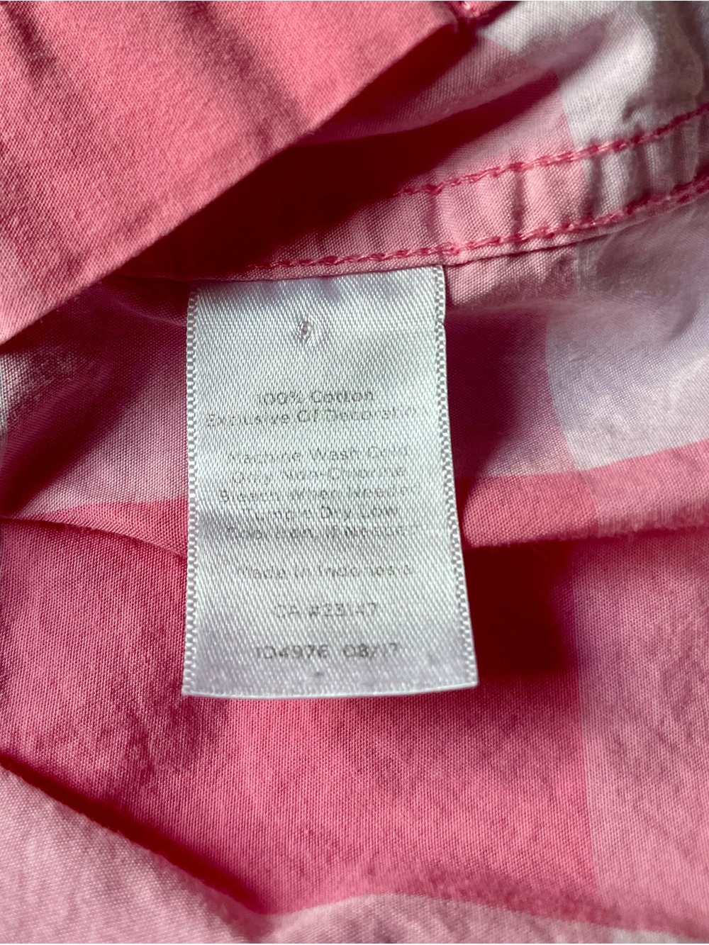 Vintage Talbots Pink & White Checked Button-Down Shirt Size LP - Picture 7 of 7